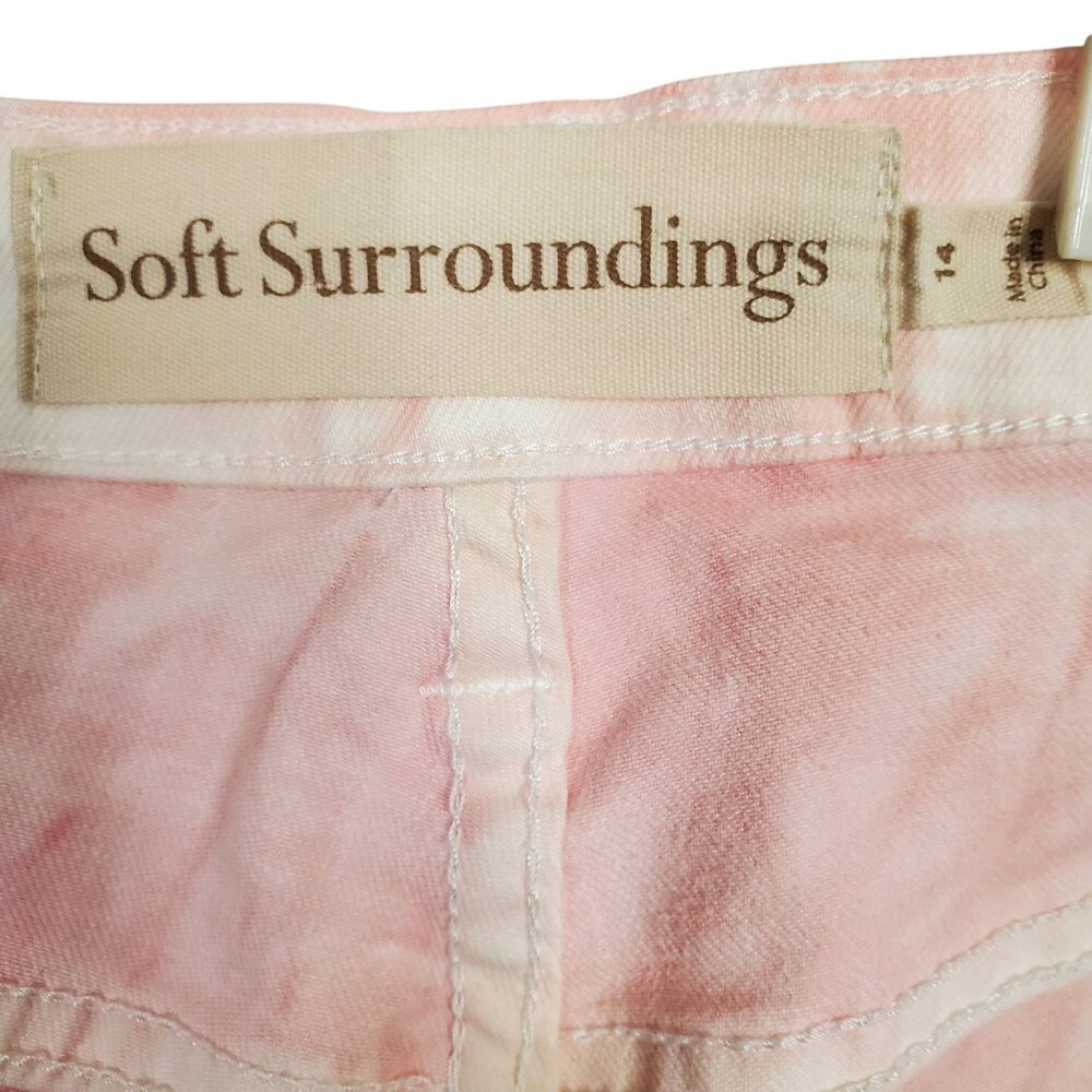 Soft Surroundings Size 14 Jeans Tie Dye Pants Boho Skinny Pink White - Picture 7 of 11